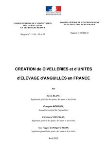 Création de civelleries et d'unités d'élevage d'anguilles en France