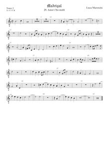 Partition ténor viole de gambe 2, octave aigu clef, madrigaux pour 5 voix