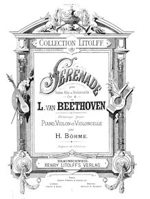 Partition de piano, Serenade pour corde Trio, Op.8, D major par Ludwig van Beethoven