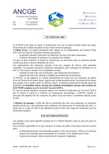 Ouverture 2004 (16/07/04) - Association Nationale des Chasseurs de ...