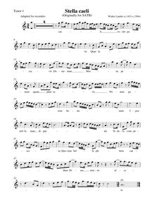 Partition ténor 1 enregistrement , Stella caeli, Eton Choirbook