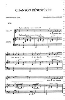 Partition complète (C minor: medium voix et piano), Chanson désespérée