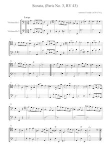 Partition complète, violoncelle Sonata en A minor, A minor, Vivaldi, Antonio