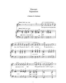 Partition complète (E minor: haut voix et piano), Séparation