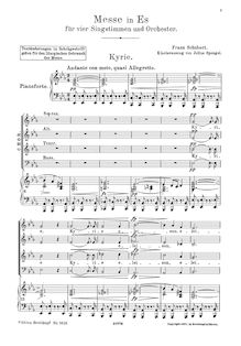 Partition complète, Mass No. 6 en E♭, E♭ major, Schubert, Franz