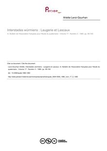 Interstades würmiens : Laugerie et Lascaux - article ; n°3 ; vol.17, pg 95-100