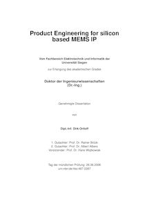 Product engineering for silicon based MEMS IP [Elektronische Ressource] / von Dirk Ortloff