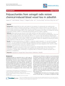 Polysaccharides from astragali radix restore chemical-induced blood vessel loss in zebrafish