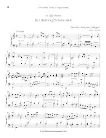 Partition (5e) Autre Offertoire en C, Troisième Livre d Orgue, Lebègue, Nicolas