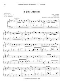 Partition , Petit Offertoire (E major), Cinq Pièces pour harmonium