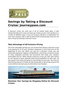 Savings by Taking a Discount Cruise by Journeypass.com