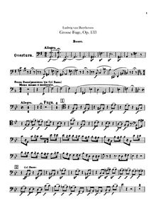 Partition basse, Große Fuge, B♭ major, Beethoven, Ludwig van