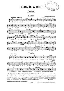 Partition Cantus, Missa en A minor, Missa in A-moll, A minor, Cannicciari, Pompeo