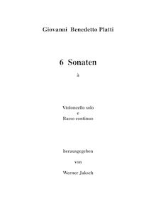 Partition complète, 12 sonates pour violoncelle et Continuo, Platti, Giovanni Benedetto