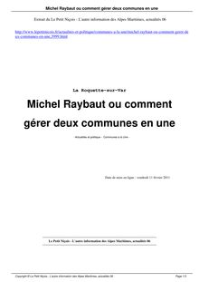 Michel Raybaut ou comment gérer deux communes en une