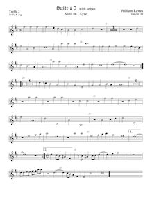 Partition viole de gambe aigue 2,  No.6 pour 3 violes de gambe et orgue par William Lawes
