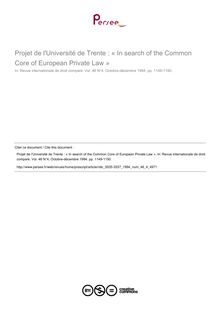 Projet de l Université de Trente : « In search of the Common Core of European Private Law » - compte-rendu ; n°4 ; vol.46, pg 1149-1150
