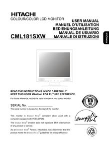 Notice Moniteurs Hitachi  CML181SXW