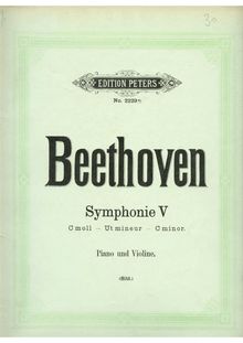 Partition de piano, Symphony No.5, Op.67, C minor, Beethoven, Ludwig van par Ludwig van Beethoven