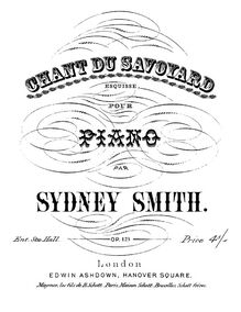 Partition complète, Chant du Savoyard, Esquisse, Smith, Sydney