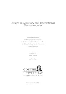 Essays on monetary and international macroeconomics [Elektronische Ressource] / vorgelegt von Adam Traczyk