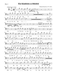 Partition basse 1 enregistrement  (chœur 1), Ein Kindelein so löbelich