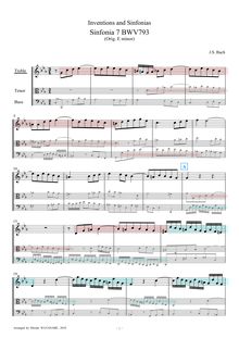 Partition viole de gambe aigue, 15 symphonies, Three-part inventions par Johann Sebastian Bach