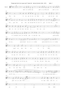 Partition ténor 2 , partie [C3 clef], Psalm No. 98, Schütz, Heinrich