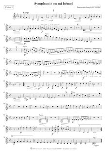 Partition violons II, Symphonie No.2, E♭ major, Gossec, François Joseph