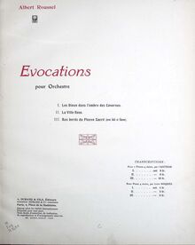 Partition couverture couleur, Evocations, Op.15, Roussel, Albert