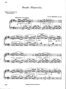 Partition complète, Rondo piacevole, Op.25, Bennett, William Sterndale