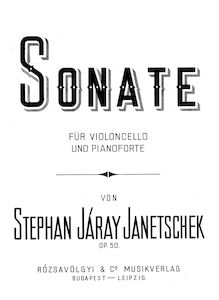 Partition de piano et partition de violoncelle, violoncelle Sonata par István Járay-Janetschek