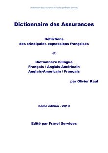 Dictionnaire des Assurances (8ème édition) 2019