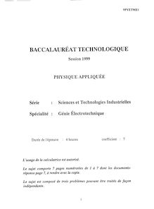 Baccalaureat 1999 physique appliquee s.t.i (genie electrotechnique)