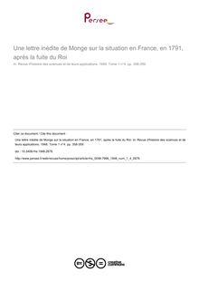 Une lettre inédite de Monge sur la situation en France, en 1791, après la fuite du Roi - article ; n°4 ; vol.1, pg 358-359