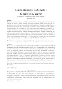 Logiciel et propriété intellectuelle   du copyright au copyleft