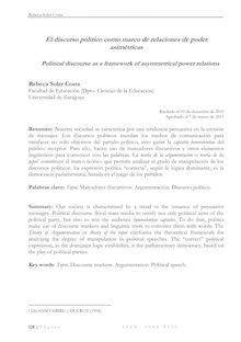 El discurso político como marco de relaciones de poder asimétricas (Political discourse as a framework of asymmetrical power relations)