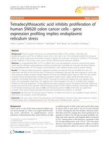 Tetradecylthioacetic acid inhibits proliferation of human SW620 colon cancer cells - gene expression profiling implies endoplasmic reticulum stress