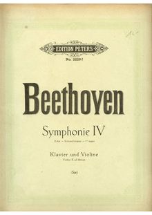 Partition de piano, Symphony No.4, B♭ major, Beethoven, Ludwig van