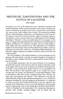 NIETZSCHE, ZARATHUSTRA AND THE STATUS OF LAUGHTER
