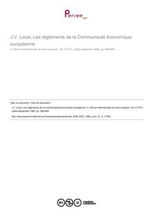 J.V. Louis, Les règlements de la Communauté économique européenne - note biblio ; n°3 ; vol.21, pg 668-669