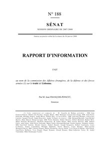 Rapport d information fait au nom de la Commission des affaires étrangères, de la défense et des forces armées sur le traité de Lisbonne