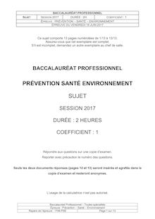 Bac 2017 PRO Prévention Santé Environnement