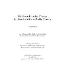 On some promise classes in structural complexity theory [Elektronische Ressource] / von Jörg Rothe