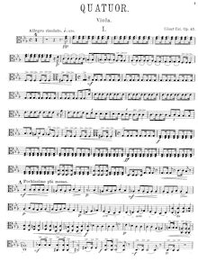 Partition viole de gambe, corde quatuor No.1, Quatour pour 2 violons, alto, et violoncelle