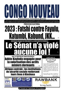 Congo Nouveau N° 1655 - du 25 au 26 mai 2022