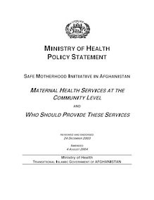 MINISTRY OF HEALTH POLICY STATEMENT