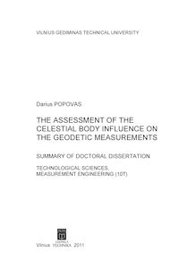 The Assesment Of The Celestial Body Influence On The Geodetic Measurements ; Dangaus kūnų įtakos geodeziniams matavimams vertinimas