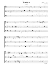 Partition Fantasia VdGS No.3 – partition complète, fantaisies pour 3 violes de gambe par William Byrd