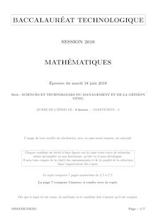 Bac 2019 : le sujet de mathématiques pour la filière STMG